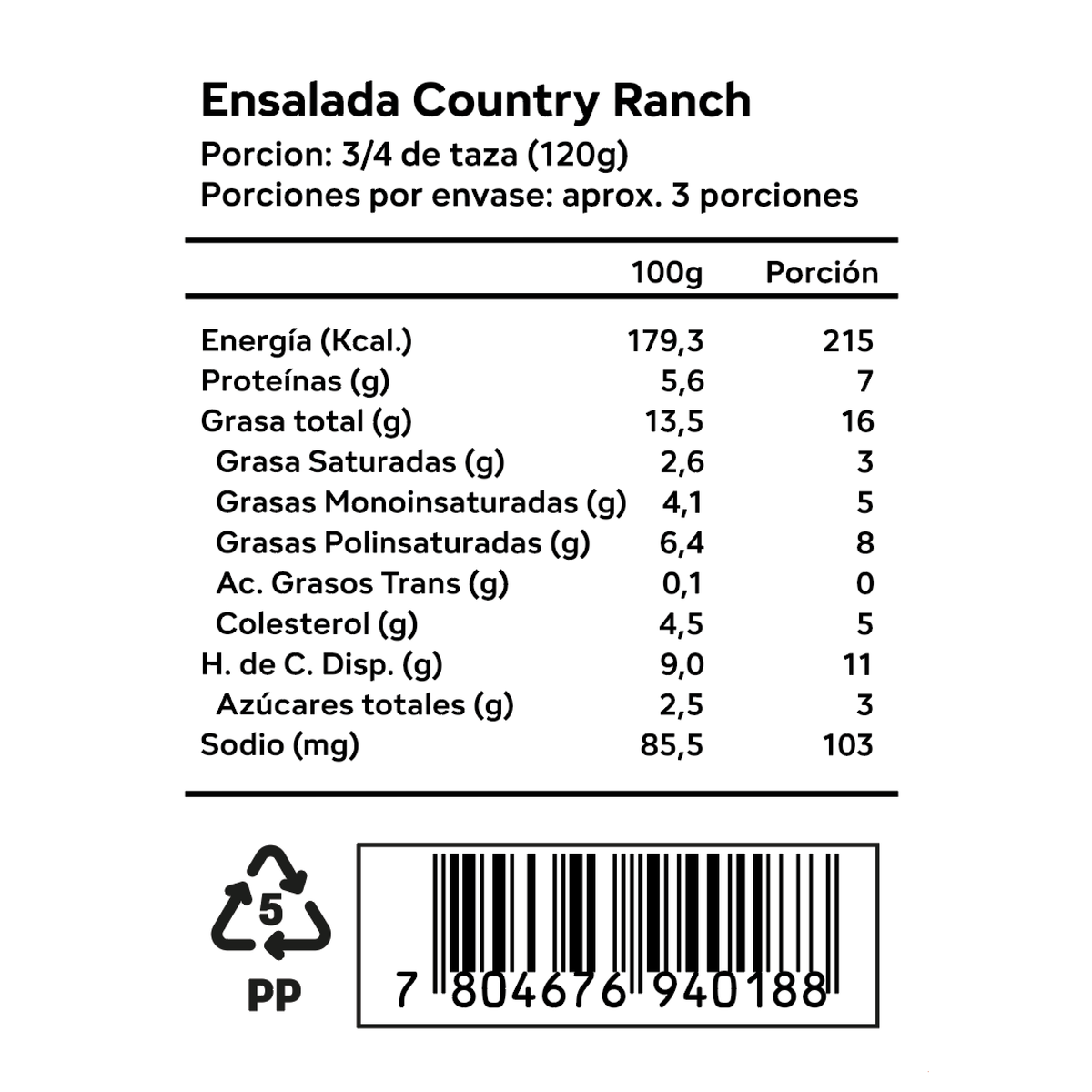 Ensalada Country Ranch 350gr